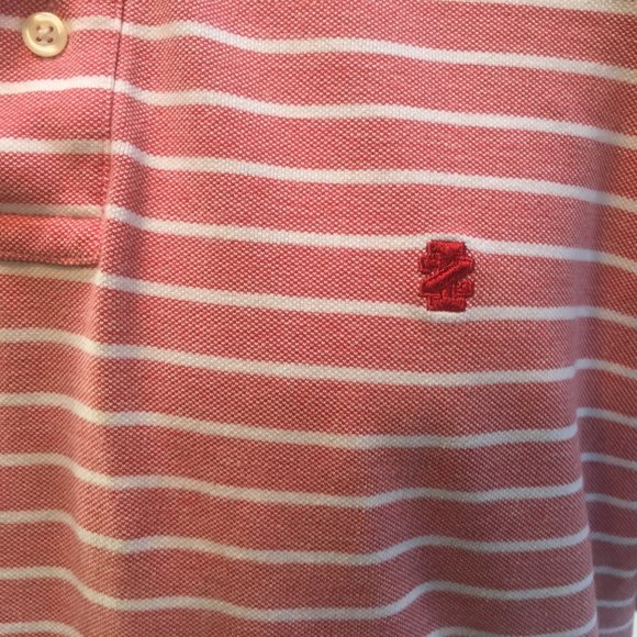Izod Polo Shirt Mens XL Golf PInk White Stripe Short Sleeve Logo 100% Cotton - Picture 3 of 16